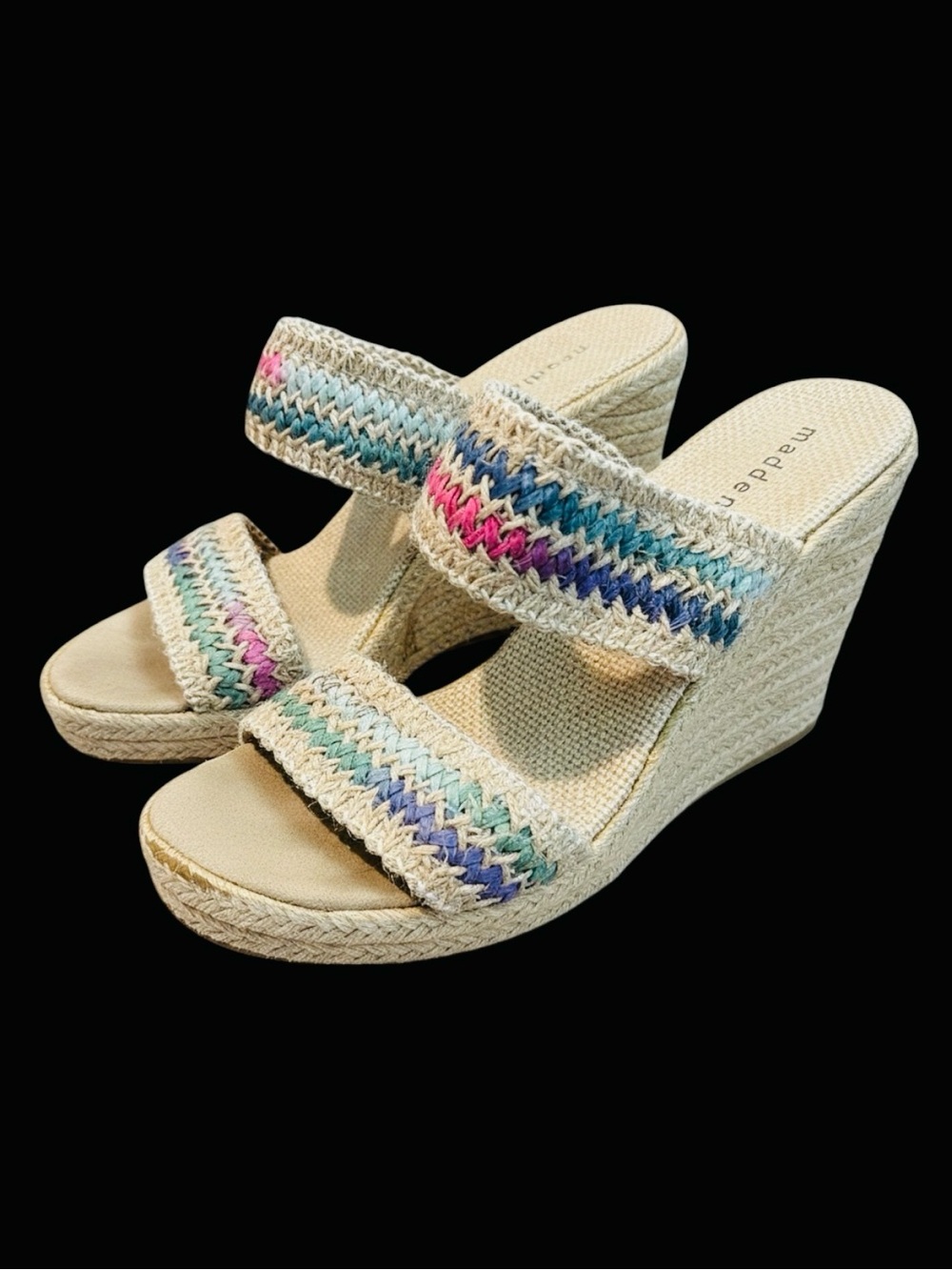 Madden Girl Blenda Espadrille Wedge Sandal Multicolor Braided Strap Size 7.5M